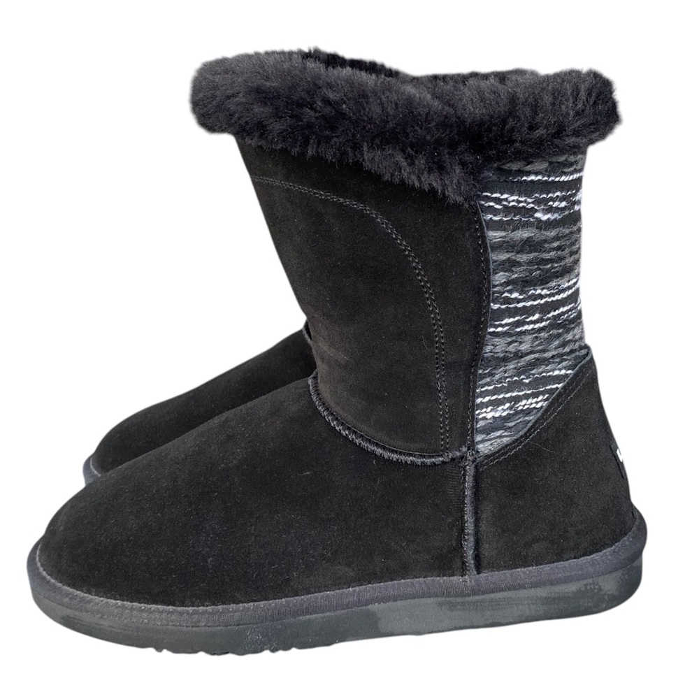 LAMO Willow Boots Womens 11 Black Suede Fur Lined Side Zipper Winter NWOT